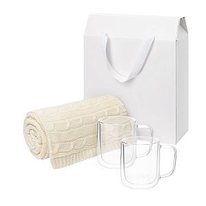 Подарочный набор Viora, Fado в белой коробке-пакете (2 кружки+плед)