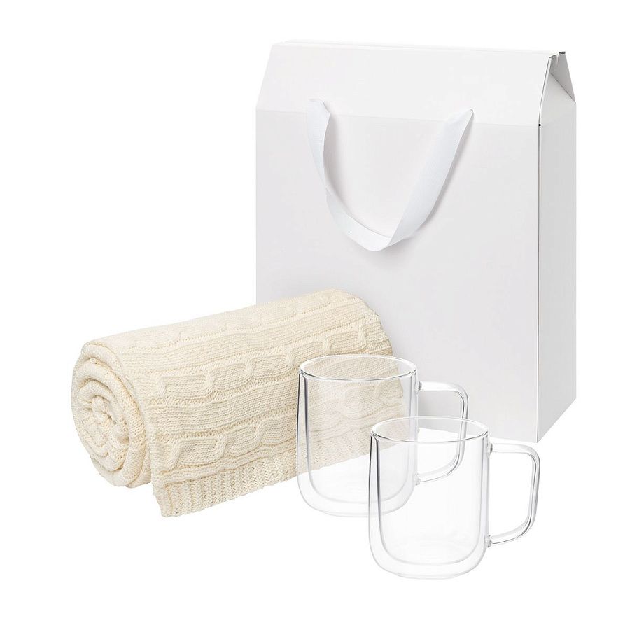 Подарочный набор Viora, Fado в белой коробке-пакете (2 кружки+плед)