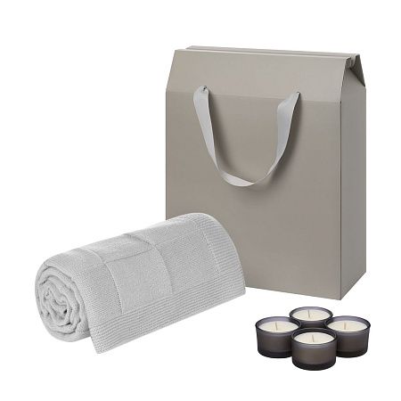Подарочный набор Сенто (Sento), Селла Софт (Cella Soft), серый (свечи, плед)