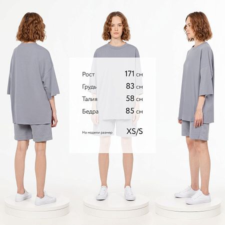 Футболка унисекс оверсайз T1, серая, размер XL/2XL