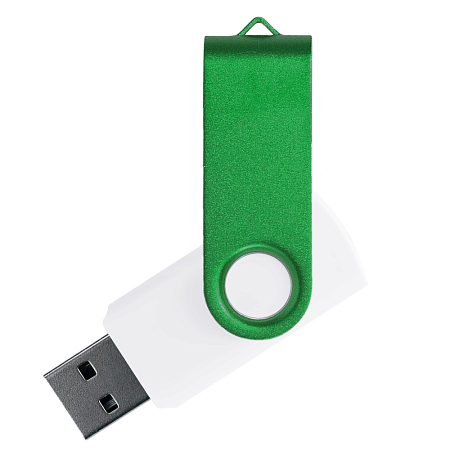 Флеш накопитель USB 2.0 Twister Сolor Mix 16GB, пластик Софт Тач/металл, белый/зеленый