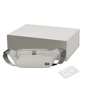 Подарочный набор Бостон (Boston), Атлантис (Atlantis), серый (поясная сумка, аккумулятор)