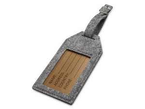 Багажная бирка из RPET-фетра «Tie», цвет: серый