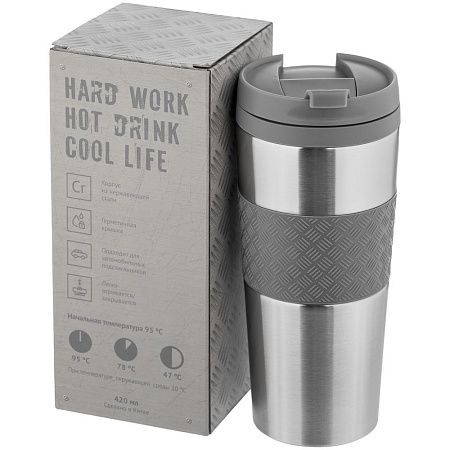 Термостакан Hard Work, вакуумный, темно-серый (графит)