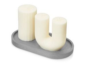 Набор свечей на подставке «Aris», цвет: белый, серый