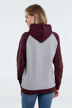 Толстовка унисекс Seattle, серый меланж с бордовым, размер M