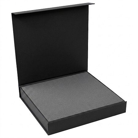Подарочная коробка, размер 29,7*28,0*4,5 см, Solution Prestige Magnum Linen с магнитным клапаном, черная, с ложементом из поролона
