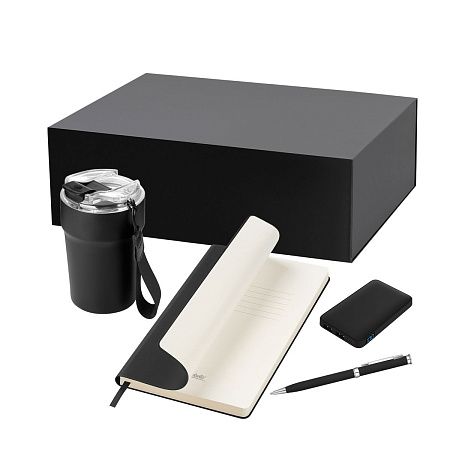 Подарочный набор Монако (Monaco), черный (термокружка, аккумулятор, ежедневник, ручка)