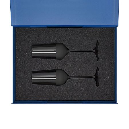 Подарочный набор 2 бокала для шампанского Black Edition в синей коробке