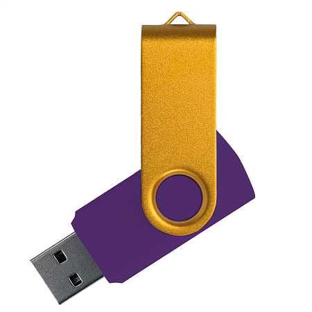 Флеш накопитель USB 2.0 Twister Сolor Mix 16GB, пластик Софт Тач/металл, фиолетовый/желтый