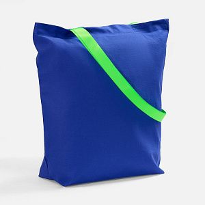 Шопер B5, синий с зелеными ручками