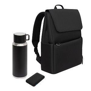 Подарочный набор Marco, черный (термос, ЗУ, рюкзак)
