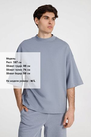 Футболка оверсайз унисекс T9, серая, размер XS/S