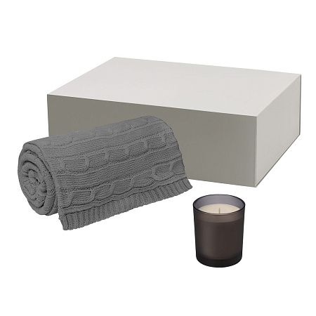 Подарочный набор Энигма (Enigma),Фадо (Fado), серый (свеча, плед)
