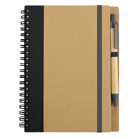 Блокнот B6 Easy Way, на пружине, в твердой обложке, c ручкой, черный