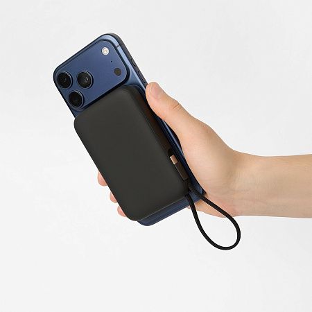 Внешний аккумулятор Комбо (Combo) 4-в-1 10000mAh с функцией беспроводной зарядки 15W, черный