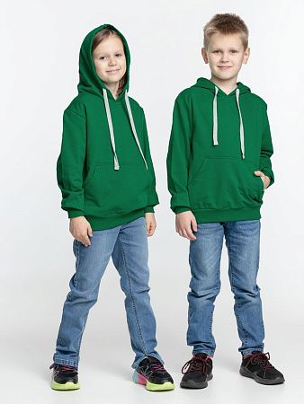 Толстовка с капюшоном детская Kirenga Kids, зеленая, размер 10 лет (130-140 см)