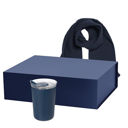 Подарочный набор Страда (Strada), Форгес (Forges), синий (термокружка, шарф)