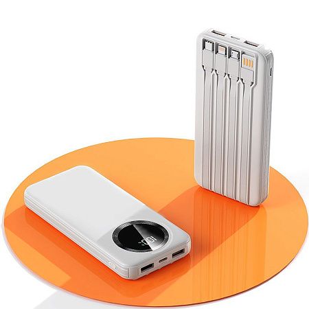 Зарядное устройство "Phantom" 10000 mAh с 4мя встроенными кабелями и цифровым индикатором заряда