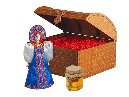 Подарочный набор: кукла фарфоровая, мёд с грецким орехом