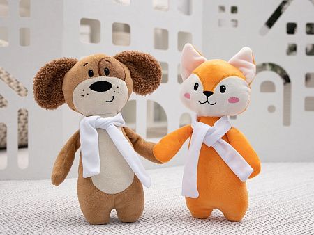 Мягкая игрушка Beastie Toys, собачка с белым шарфом