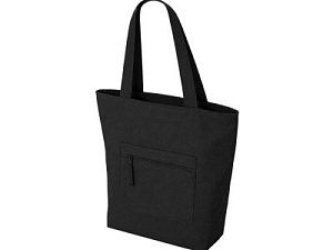 Сумка на молнии Zipper Neo из хлопка 280 г c карманом на молнии спереди, цвет: черный