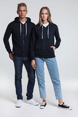 Толстовка на молнии с капюшоном Unit Siverga, темно-синяя, размер XS