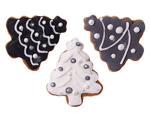 Набор новогодних имбирных печений в форме елочки