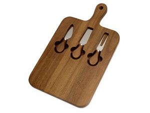 Набор для сыра из акации «Parmesan», цвет: коричневый, серебристый