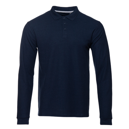 Рубашка поло мужская STAN длинный рукав хлопок/полиэстер 185, 104S, Тёмно-синий,  (46)  (48/M)