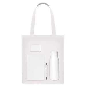 Подарочный набор Welcome Pack, белый (термобутылка, ежедневник, ручка, ЗУ, шоппер)
