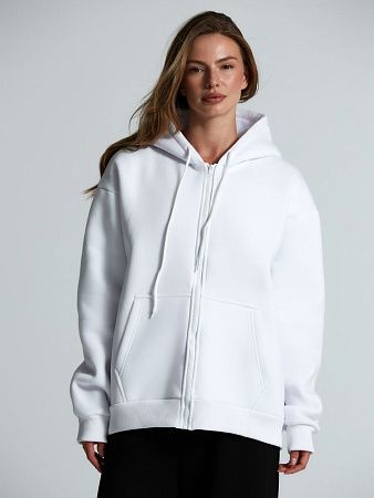 Толстовка унисекс оверсайз Zippy, белая, размер XL/2XL