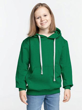 Толстовка с капюшоном детская Kirenga Kids, зеленая, размер 10 лет (130-140 см)