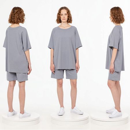 Футболка унисекс оверсайз T2, серая, размер XL/2XL