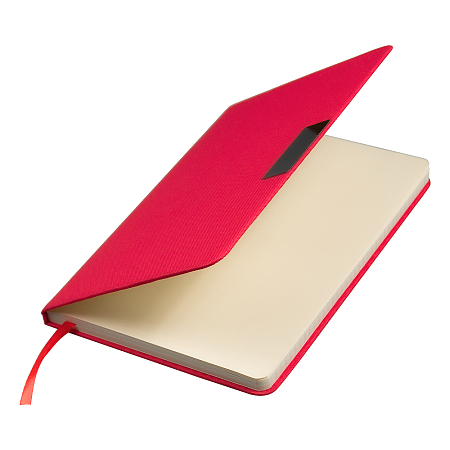 Блокнот А5 Hobard, в твердой обложке c резинкой в линейку, красный