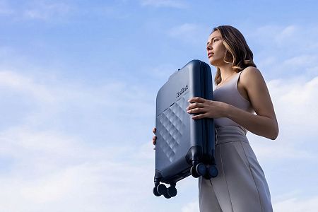 Чемодан складной Rollink Vega 360 55x40x20 см, 4 колеса, серо-синий