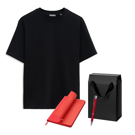 Набор с одеждой RUST (футболка, ежедневник, ручка), красный/черный, S