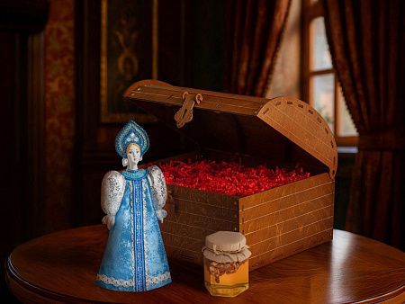 Подарочный набор: кукла фарфоровая, мёд с грецким орехом