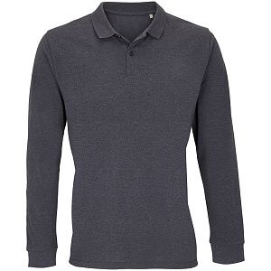 Рубашка поло унисекс с длинным рукавом Planet LSL, черный меланж, размер 5XL