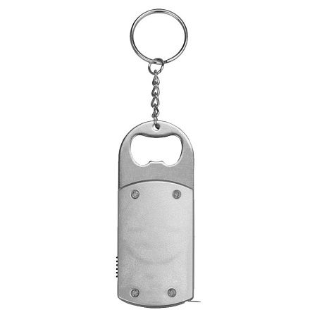 Брелок-открывашка с фонариком и рулеткой, 1 м, Tools Opener, серебристый