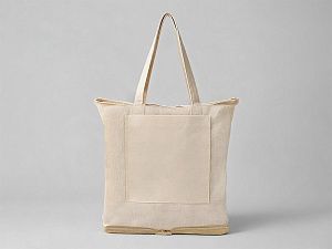 Складная сумка Jute из хлопка и джута с карманом, цвет: натуральный