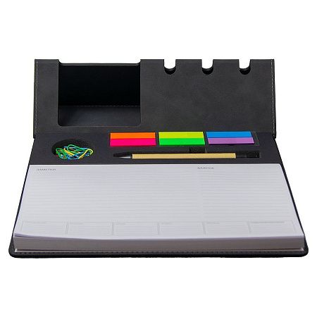 Планинг (органайзер) Flinders настольный с подставкой для телефона, черный