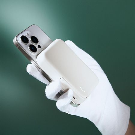 Внешний аккумулятор Union PD 10000mAh с функцией беспроводной зарядки 15W, белый