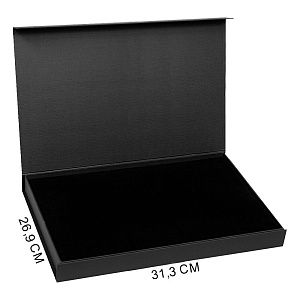 Коробка подарочная Solution Prestige Yota Fabrique, размер 31,3*26,9*3,7 см,  с магнитным клапаном, под индивидуальную вырубку,  с черным ложементом, черная