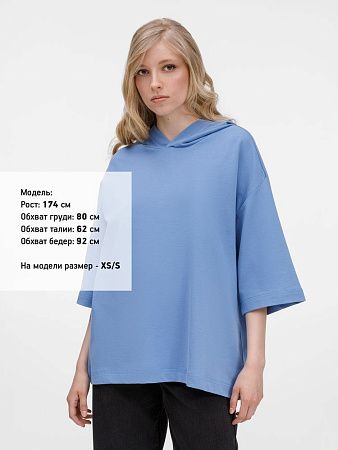 Футболка оверсайз унисекс с капюшоном Neofit, синяя, размер XL/2XL