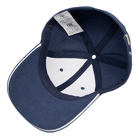 Кепка 6- панельная Salerno Heavy 350,  c белым сендвичем, черная