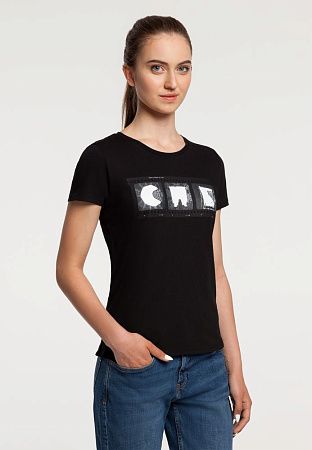 Футболка женская «Небо-душа», черная, размер XS