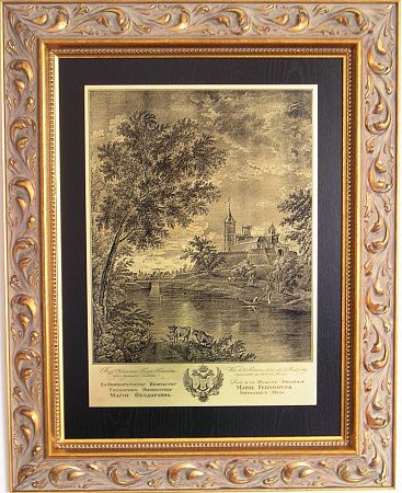 Гравюра "Крепость Павловска при лунном свете"