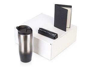 Подарочный набор  «Vice» с термокружкой, парковочной визиткой и обложкой для документов, цвет: черный