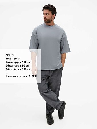 Футболка унисекс оверсайз T1, серая, размер XL/2XL